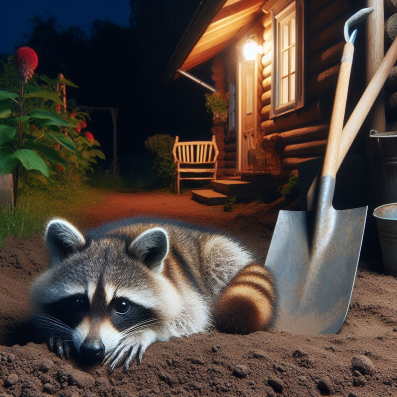Ash attacks a raccoon with a shovel during a dinner date at her home. 